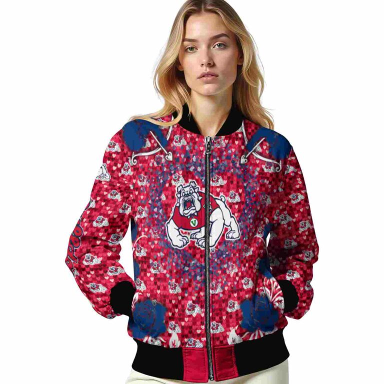 customized fresno state bulldogs heart explosion red jacket latest model