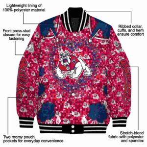 customized fresno state bulldogs heart explosion red jacket new arrival
