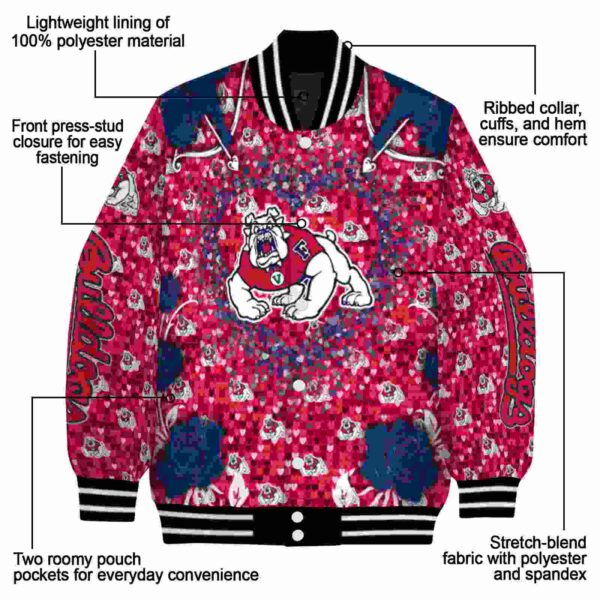 customized fresno state bulldogs heart explosion red jacket new arrival