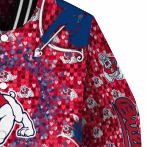 customized fresno state bulldogs heart explosion red jacket premium grade