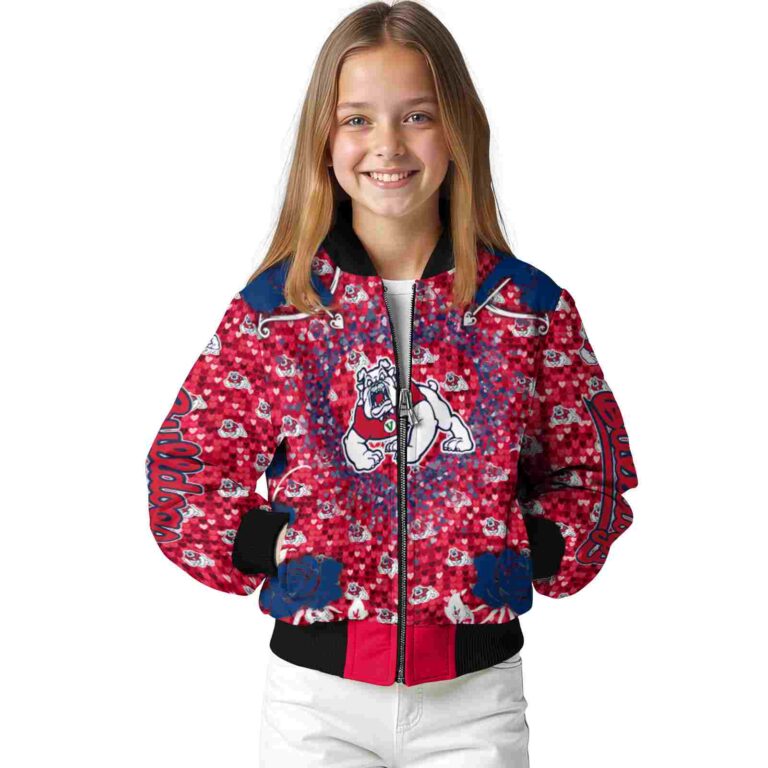 customized fresno state bulldogs heart explosion red jacket top rated