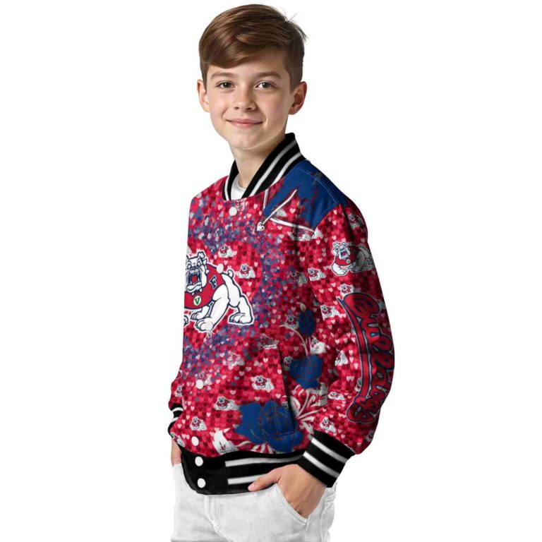 customized fresno state bulldogs heart explosion red jacket trendy