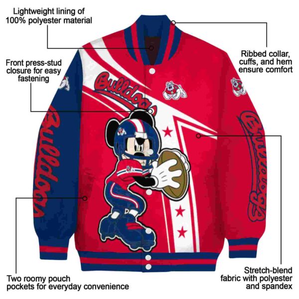 customized fresno state bulldogs mickey football red white jacket new arrival