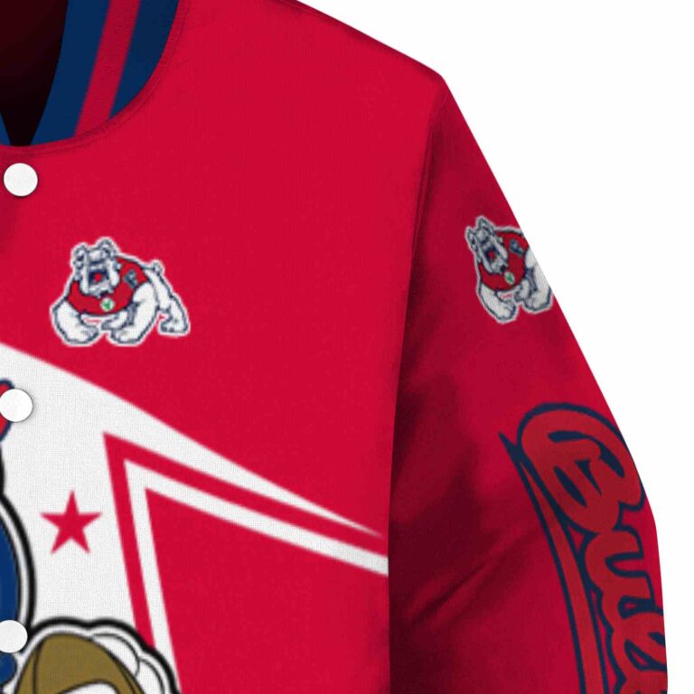 customized fresno state bulldogs mickey football red white jacket premium grade