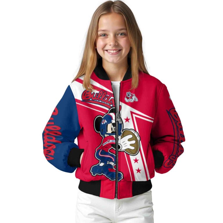 customized fresno state bulldogs mickey football red white jacket top rated