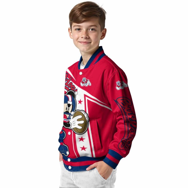 customized fresno state bulldogs mickey football red white jacket trendy