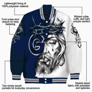 customized georgetown hoyas jesus tears blue white jacket new arrival