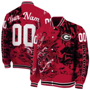 customized georgia bulldogs fishing art red jacket fashion forward