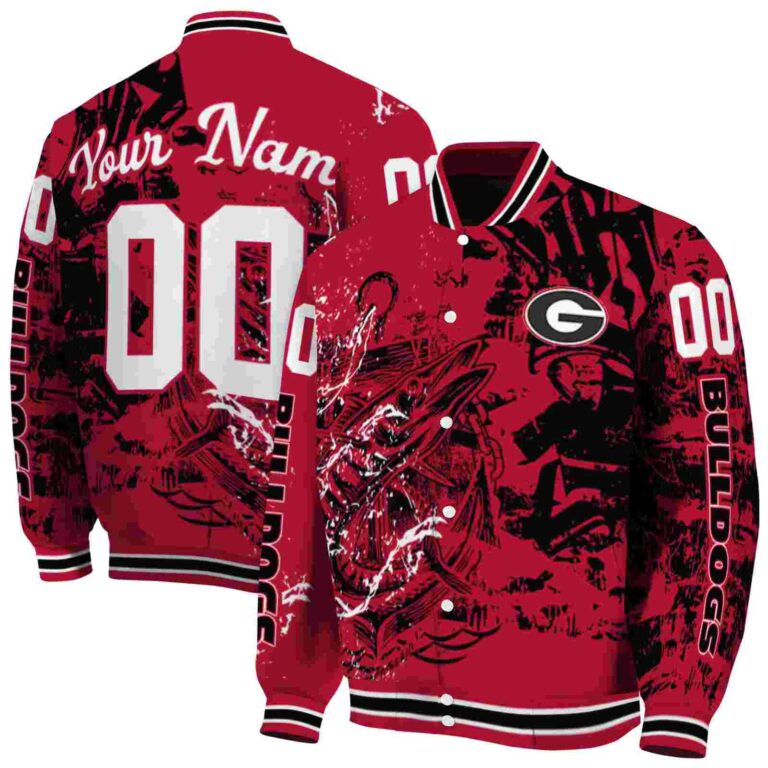 customized georgia bulldogs fishing art red jacket fashion forward