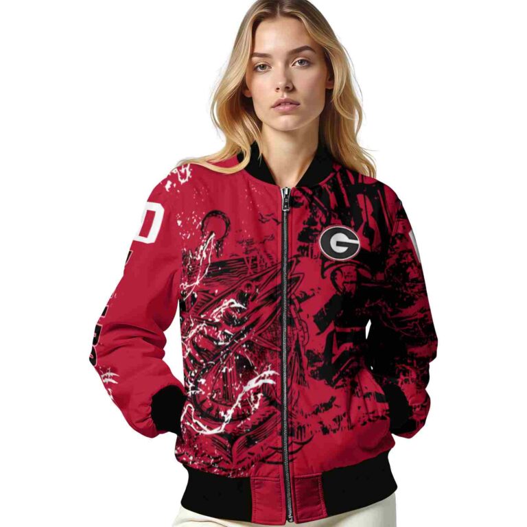 customized georgia bulldogs fishing art red jacket latest model
