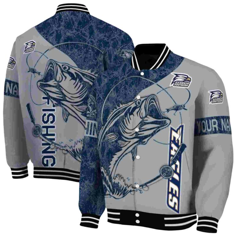 customized georgia southern eagles fishing rod grey jacket fashion forward