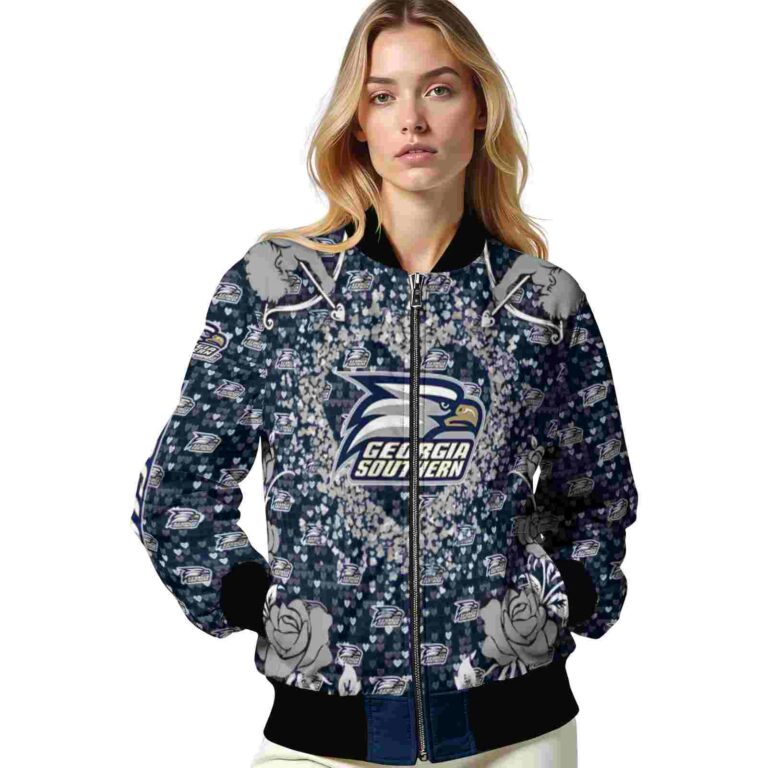 customized georgia southern eagles heart explosion blue jacket latest model