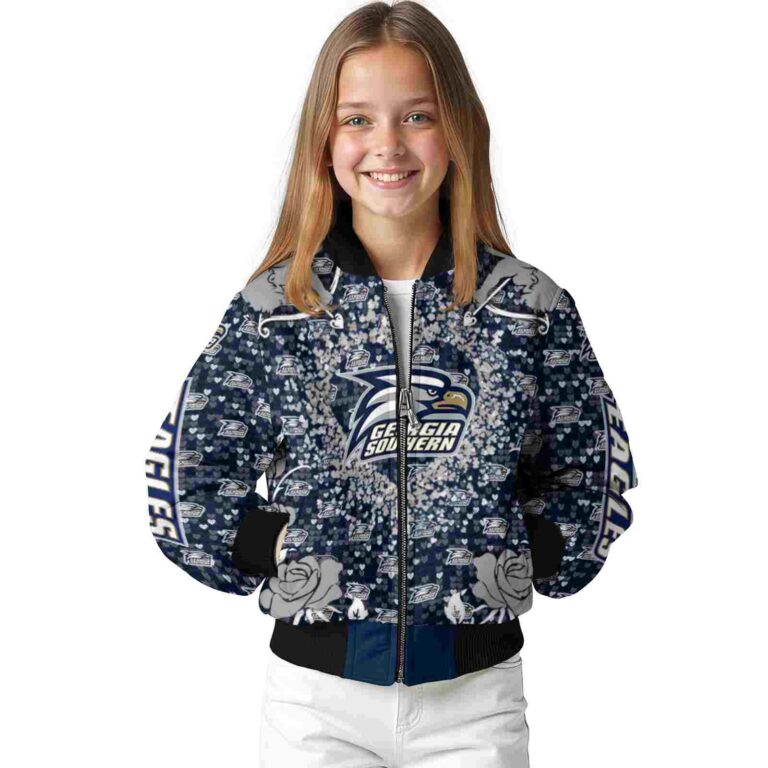 customized georgia southern eagles heart explosion blue jacket top rated