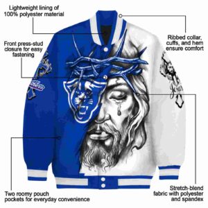 customized georgia state panthers jesus tears blue white jacket new arrival