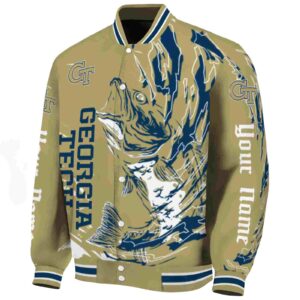 customized georgia tech yellow jackets fishing passion gold white jacket best selling