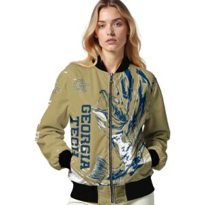 customized georgia tech yellow jackets fishing passion gold white jacket latest model