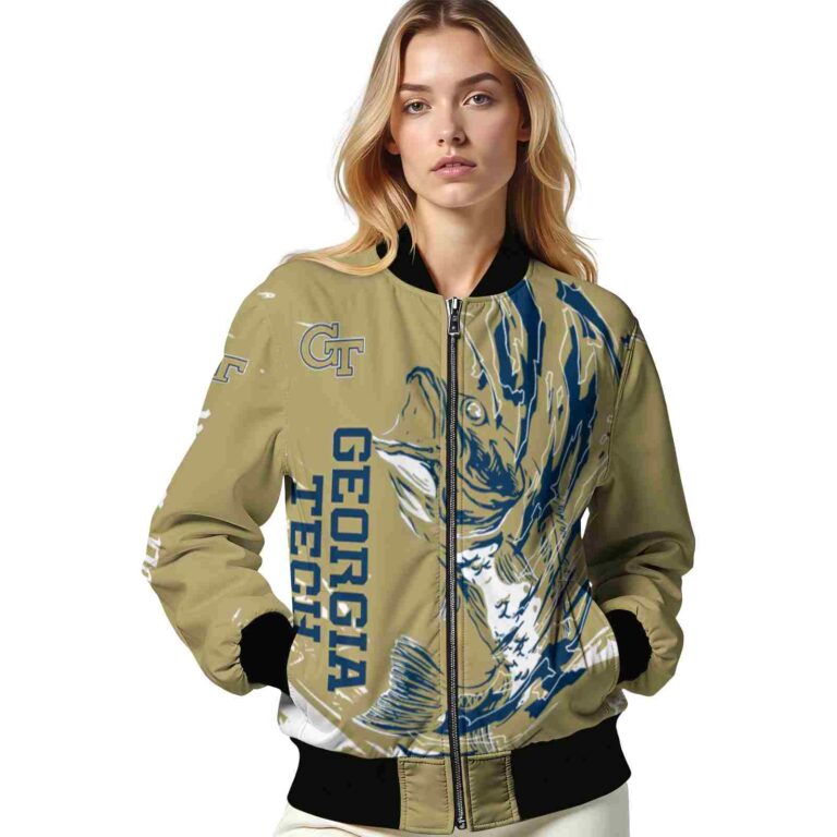 customized georgia tech yellow jackets fishing passion gold white jacket latest model