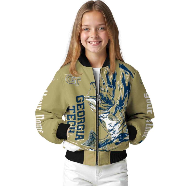 customized georgia tech yellow jackets fishing passion gold white jacket top rated