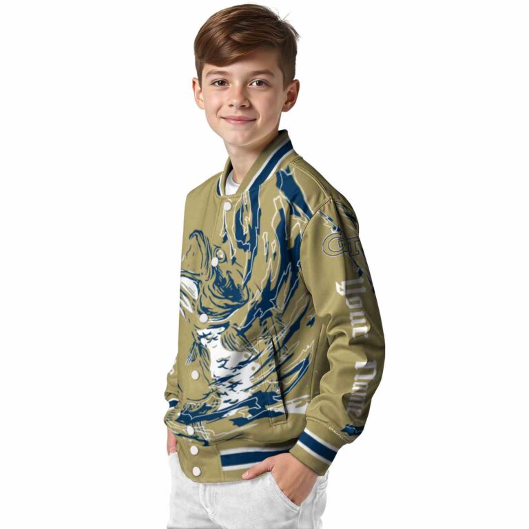 customized georgia tech yellow jackets fishing passion gold white jacket trendy