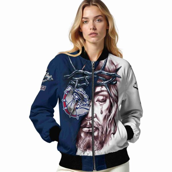 customized gonzaga bulldogs jesus tears blue white jacket latest model