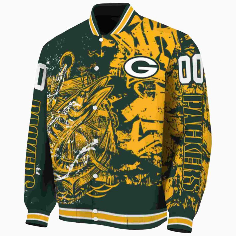 customized green bay packers fishing art green jacket best selling