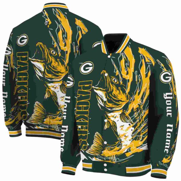 customized green bay packers fishing passion green white jacket fashion forward