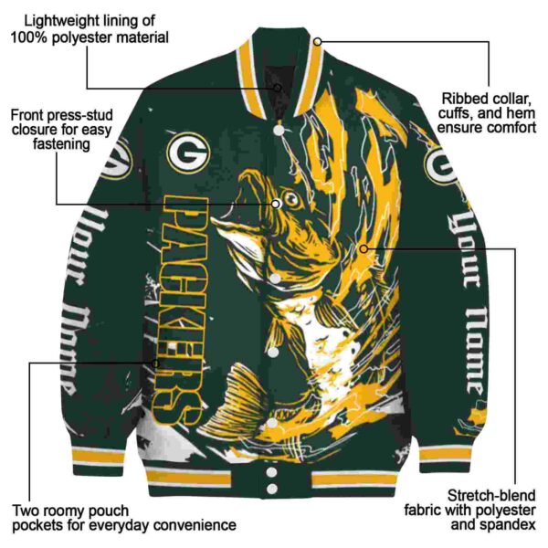 customized green bay packers fishing passion green white jacket new arrival