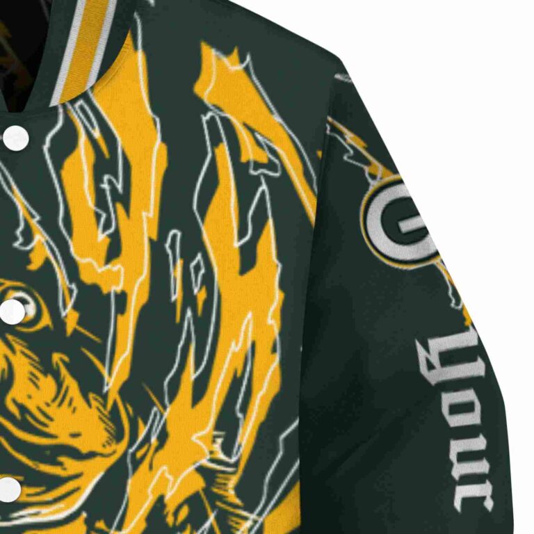 customized green bay packers fishing passion green white jacket premium grade