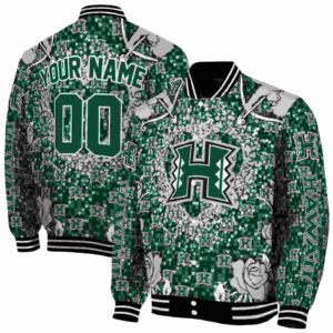 customized hawaii rainbow warriors heart explosion green jacket fashion forward