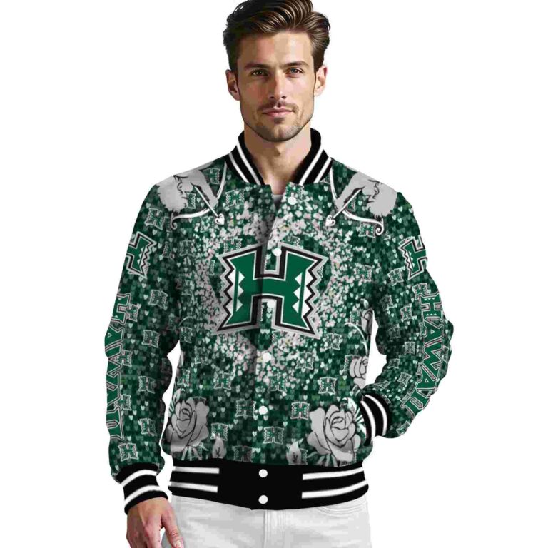 customized hawaii rainbow warriors heart explosion green jacket high quality