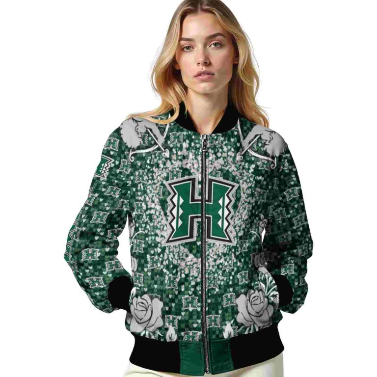 customized hawaii rainbow warriors heart explosion green jacket latest model