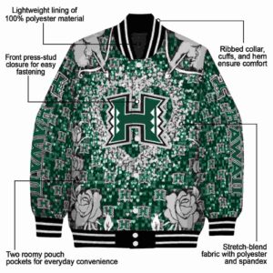 customized hawaii rainbow warriors heart explosion green jacket new arrival