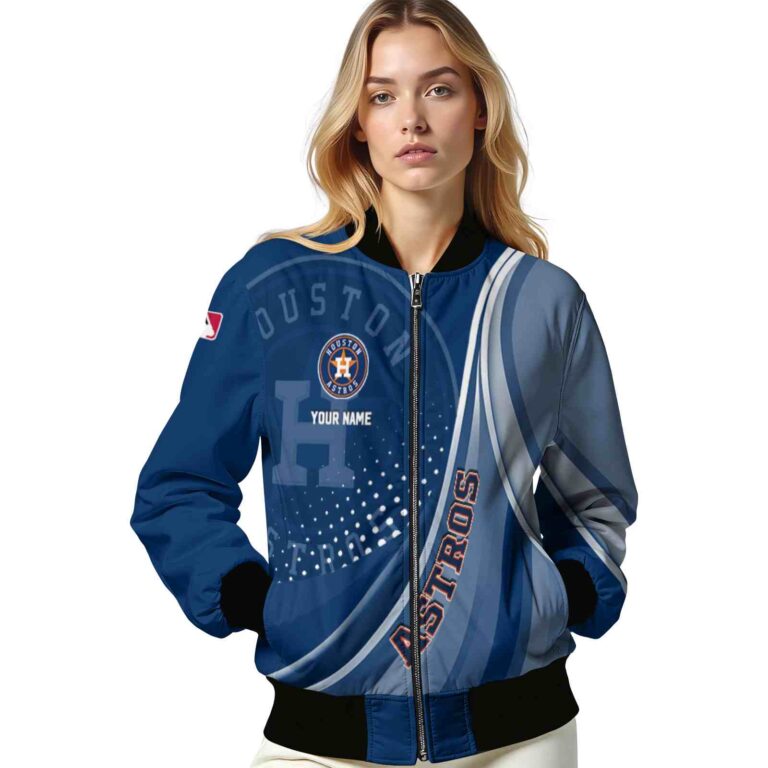 customized houston astros wave patterns blue jacket latest model