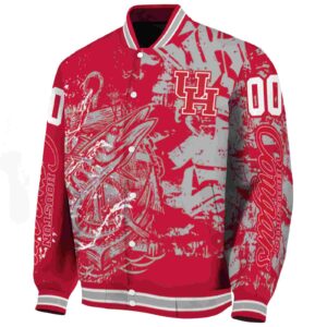 customized houston cougars fishing art red jacket best selling