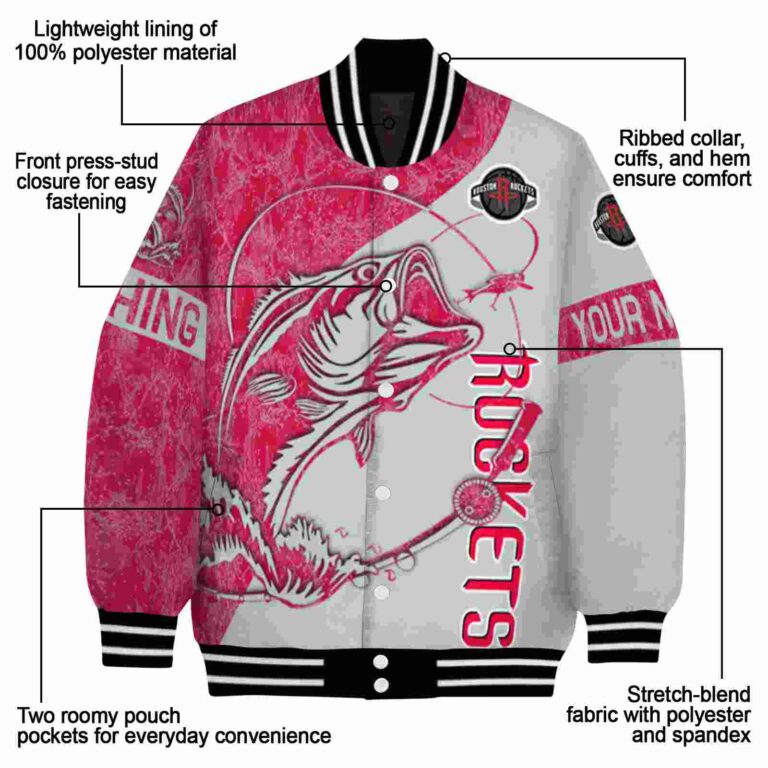 customized houston rockets fishing rod grey jacket new arrival