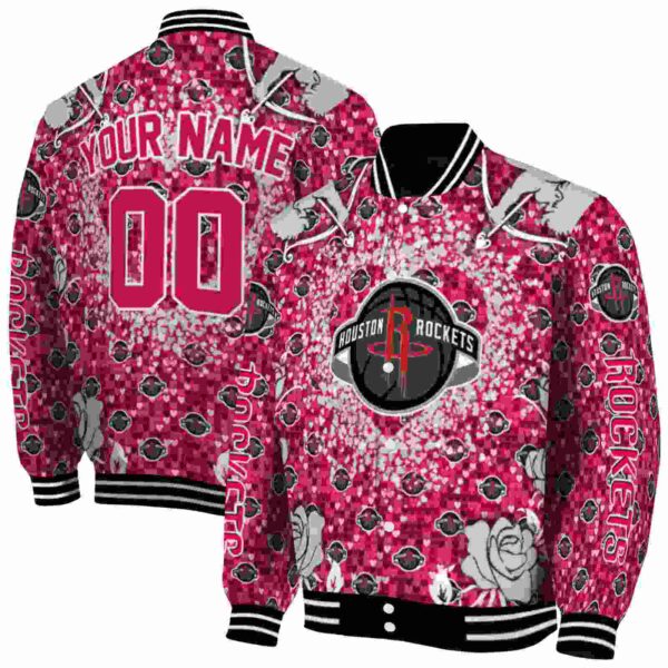 customized houston rockets heart explosion red jacket fashion forward