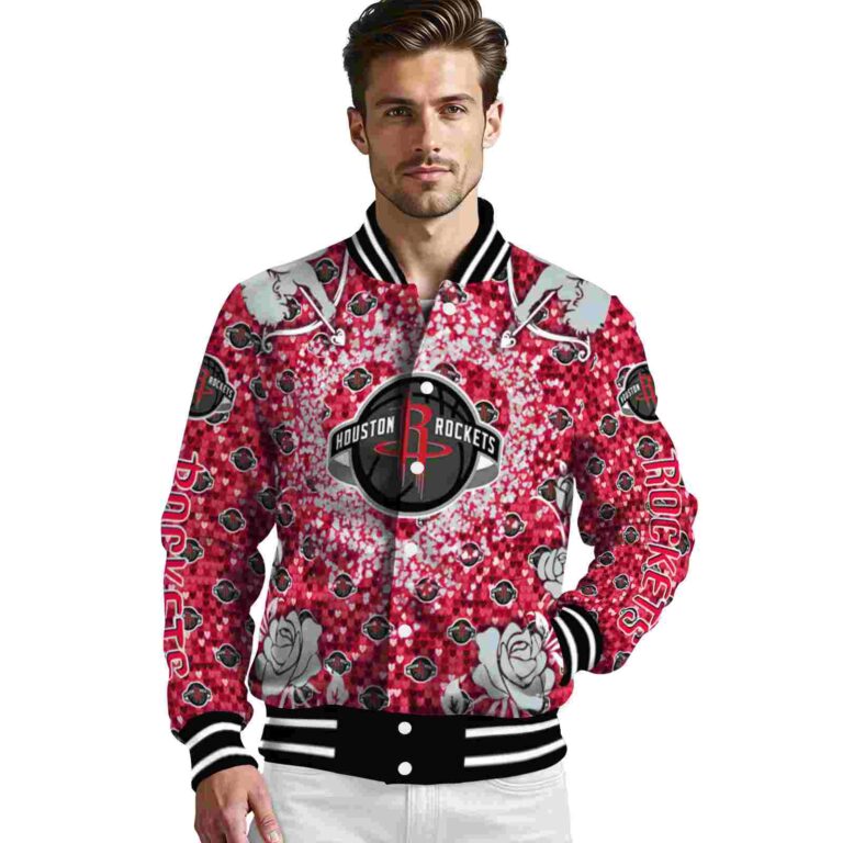 customized houston rockets heart explosion red jacket high quality
