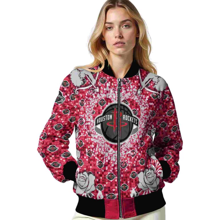 customized houston rockets heart explosion red jacket latest model