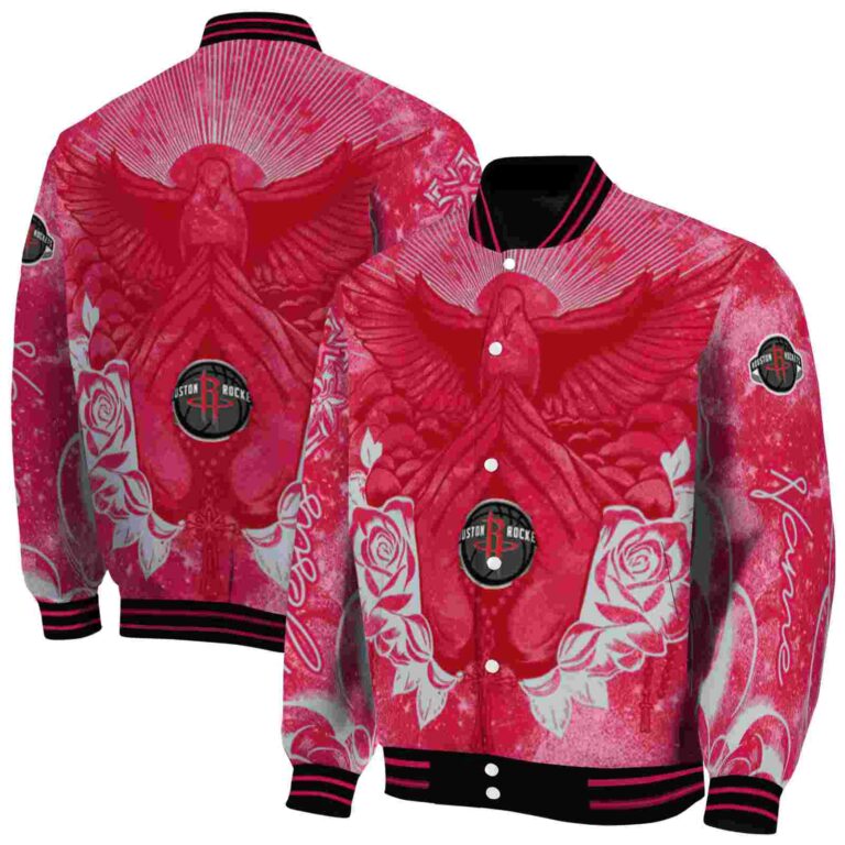 customized houston rockets praying hands red jacket fashion forward