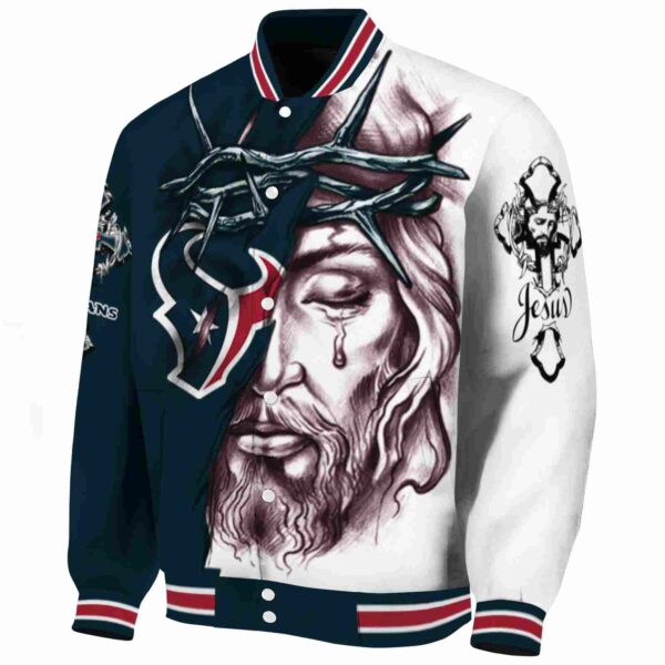 customized houston texans jesus tears blue white jacket best selling