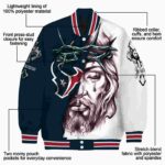 customized houston texans jesus tears blue white jacket best selling