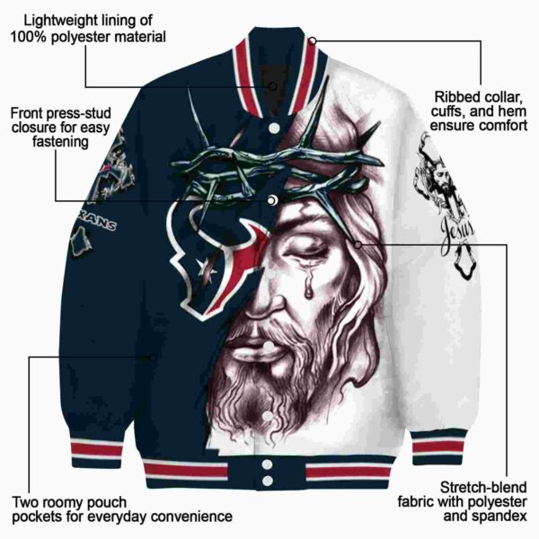 customized houston texans jesus tears blue white jacket new arrival