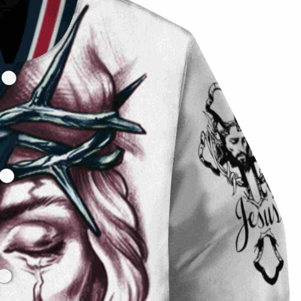 customized houston texans jesus tears blue white jacket premium grade