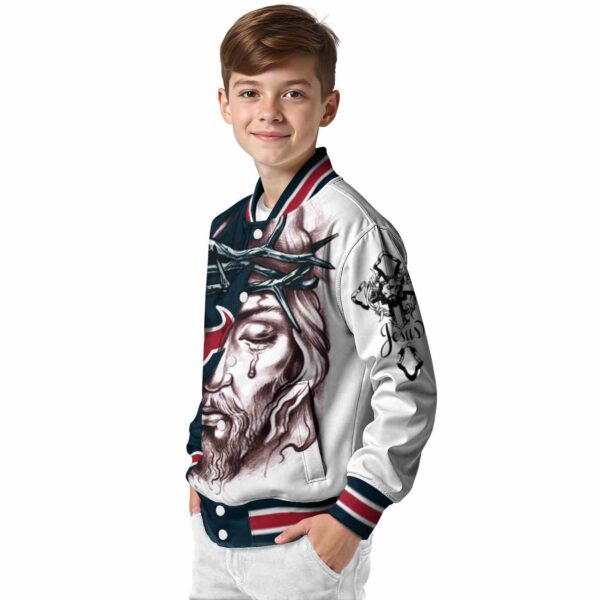 customized houston texans jesus tears blue white jacket trendy