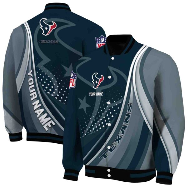 customized houston texans wave patterns blue jacket fashion forward