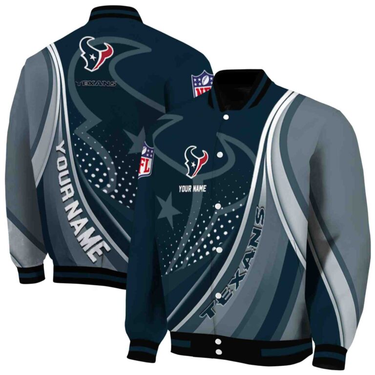 customized houston texans wave patterns blue jacket fashion forward