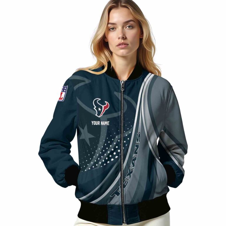customized houston texans wave patterns blue jacket latest model