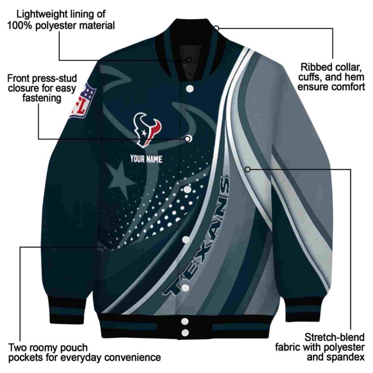 customized houston texans wave patterns blue jacket new arrival