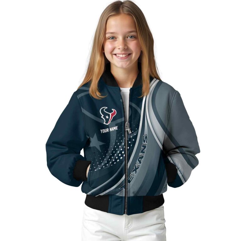 customized houston texans wave patterns blue jacket top rated