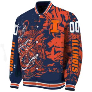 customized illinois fighting illini fishing art blue jacket best selling